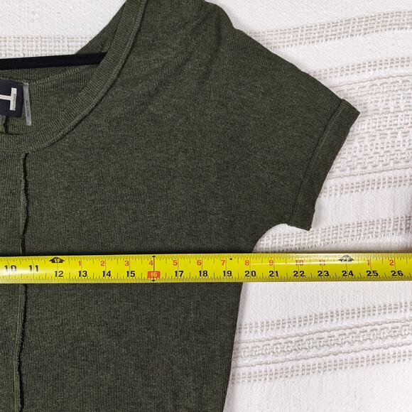 H by Bordeaux Dark Army Green Short Sleeve Top Size S Casual Tee - Picture 3 of 7